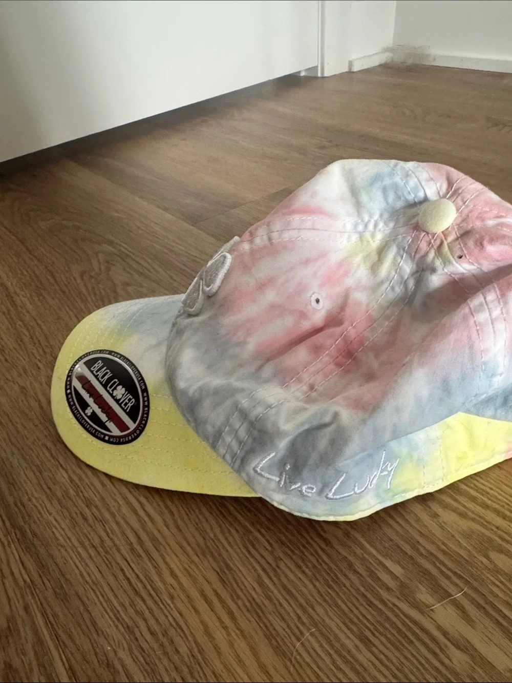 Pastel Tie-Dye Baseball Cap with Clover Patch - Multi